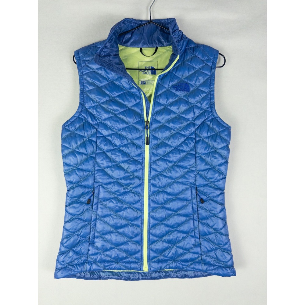 The North Face ThermoBall Insulated Vest Womens S Blue Neon Yellow Gorpcore Outd